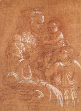 フラ・フィリッポ・リッピ Painting - ルネッサンスのフィリッポ・リッピを描く聖母子と二人の天使